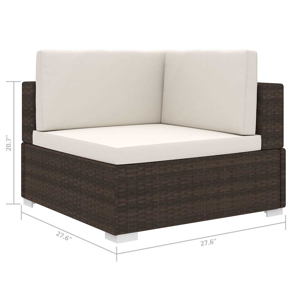vidaXL Sectional Corner Chair with Cushions Poly Rattan Brown