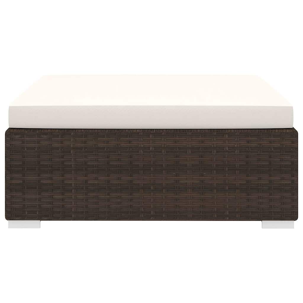 vidaXL Sectional Footrest with Cushion Poly Rattan Brown