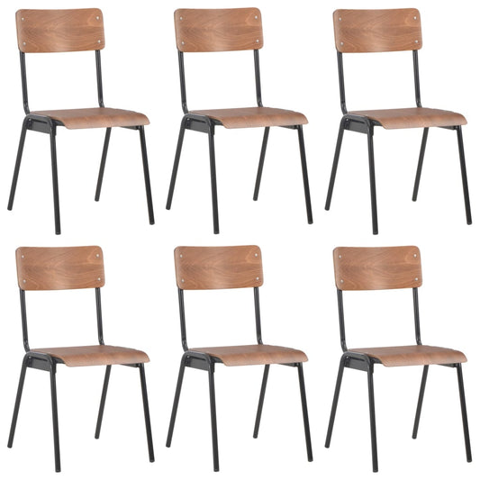 vidaXL Dining Chairs 6 pcs Brown Plywood