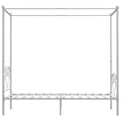 284426 vidaXL Canopy Bed Frame without Mattress White Metal 90x200 cm