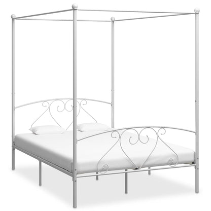 vidaXL Bed Frame | White | Metal | Double | Classic/Traditional | Bed Frame