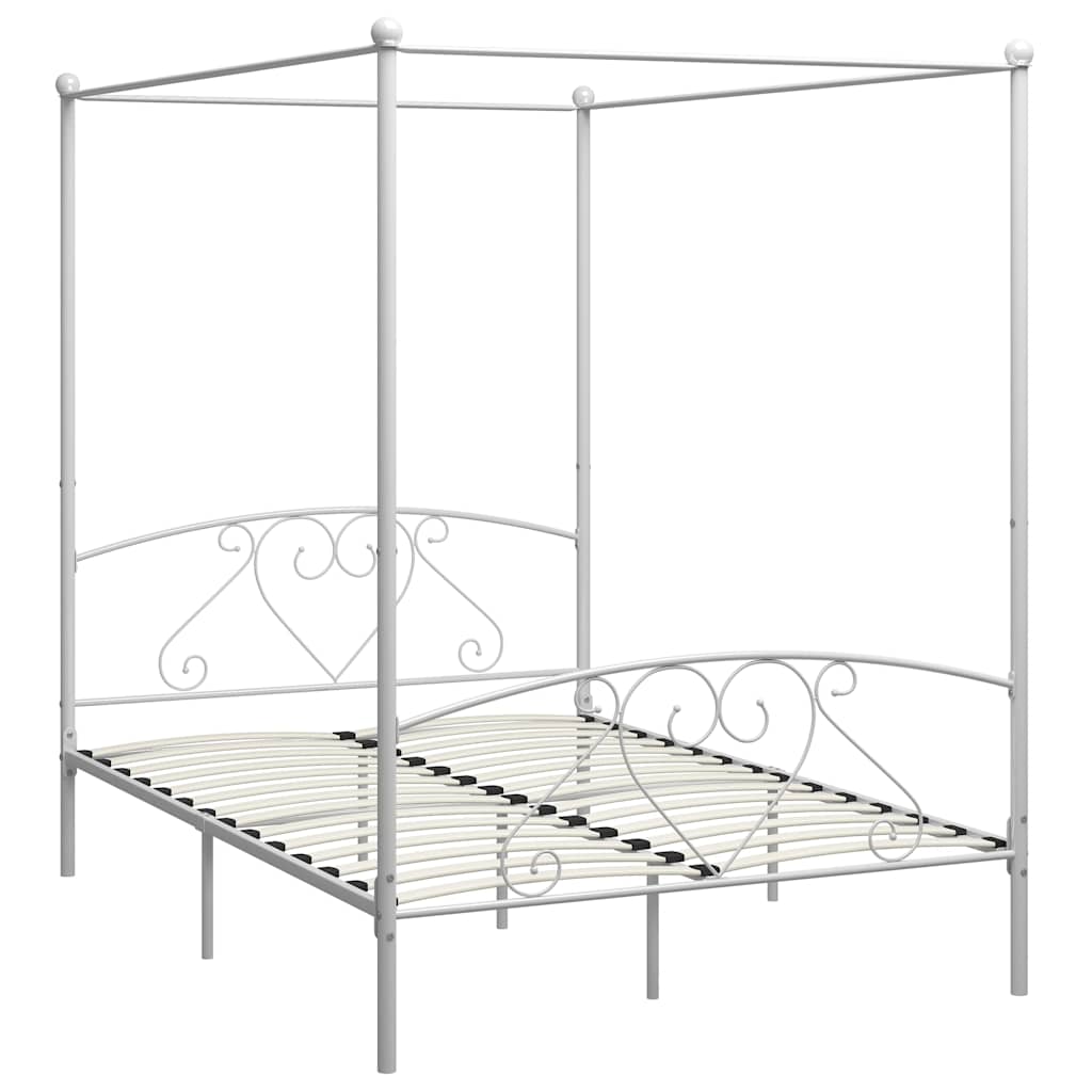 vidaXL Bed Frame | White | Metal | Double | Classic/Traditional | Bed Frame