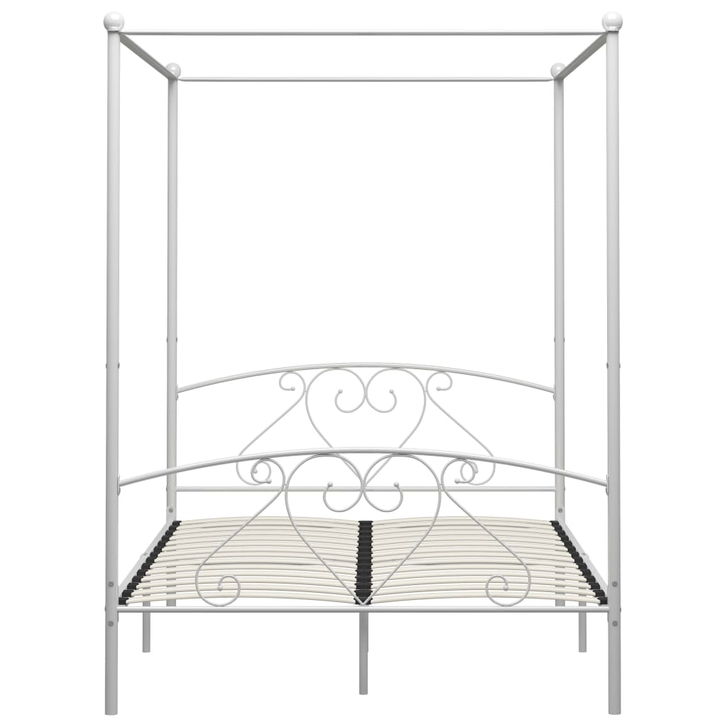 vidaXL Bed Frame | White | Metal | Double | Classic/Traditional | Bed Frame