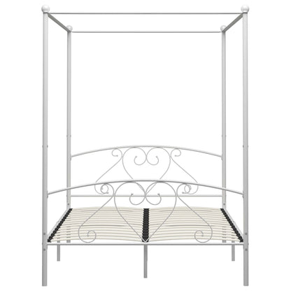 vidaXL Bed Frame | White | Metal | Double | Classic/Traditional | Bed Frame
