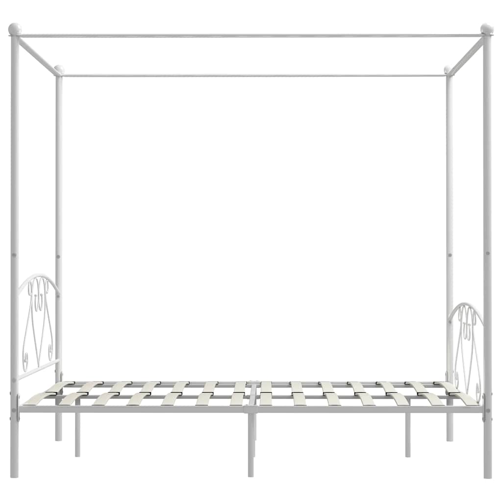 vidaXL Bed Frame | White | Metal | Double | Classic/Traditional | Bed Frame