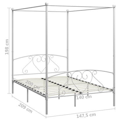 vidaXL Bed Frame | White | Metal | Double | Classic/Traditional | Bed Frame