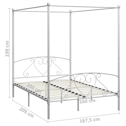 vidaXL Bed Frame | White | Metal | 160x200 cm | Bed Frame | Rectangular