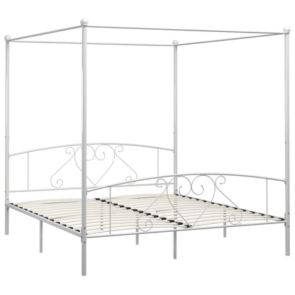 vidaXL Bed Frame without Mattress with Canopy White 180x200 cm Super King Metal