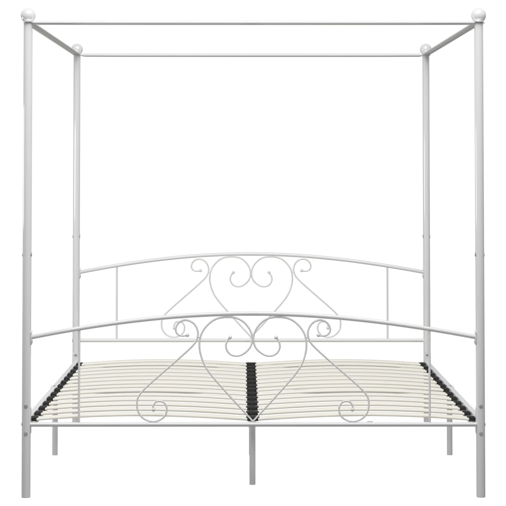 vidaXL Bed Frame without Mattress with Canopy White 180x200 cm Super King Metal