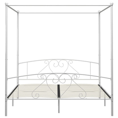 vidaXL Bed Frame without Mattress with Canopy White 180x200 cm Super King Metal