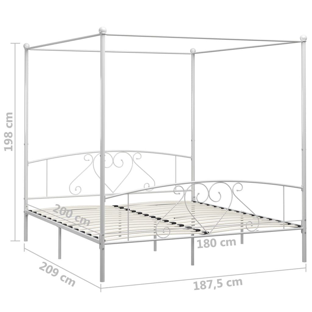vidaXL Bed Frame without Mattress with Canopy White 180x200 cm Super King Metal