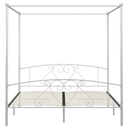 vidaXL Bed Frame | White | Metal | 200x200cm Double | Classic/Traditional