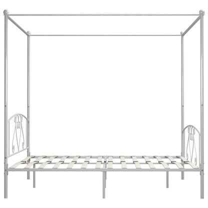 vidaXL Bed Frame | White | Metal | 200x200cm Double | Classic/Traditional