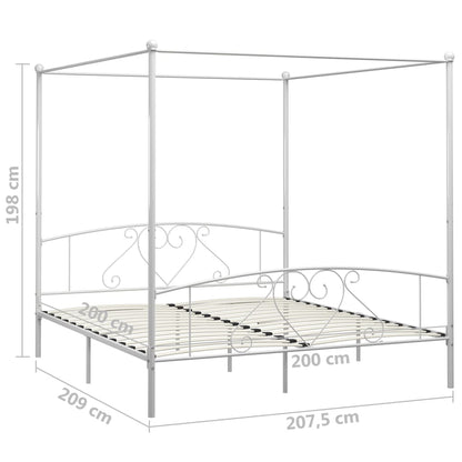 vidaXL Bed Frame | White | Metal | 200x200cm Double | Classic/Traditional