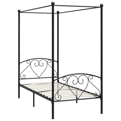 284434 vidaXL Canopy Bed Frame without Mattress Black Metal 100x200 cm