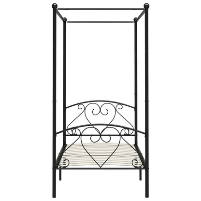 284434 vidaXL Canopy Bed Frame without Mattress Black Metal 100x200 cm