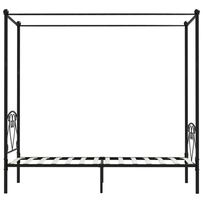 284434 vidaXL Canopy Bed Frame without Mattress Black Metal 100x200 cm