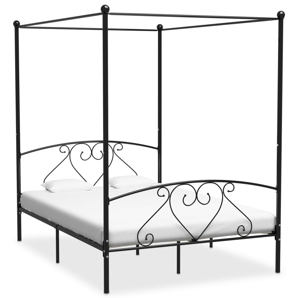 vidaXL Bed Frame | Black | Metal | Double | Durable | Bed Frame | Rectangular