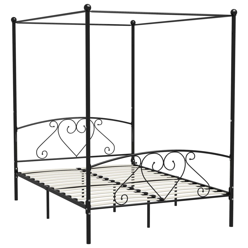 vidaXL Bed Frame | Black | Metal | Double | Durable | Bed Frame | Rectangular