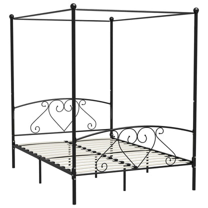 vidaXL Bed Frame | Black | Metal | Double | Durable | Bed Frame | Rectangular