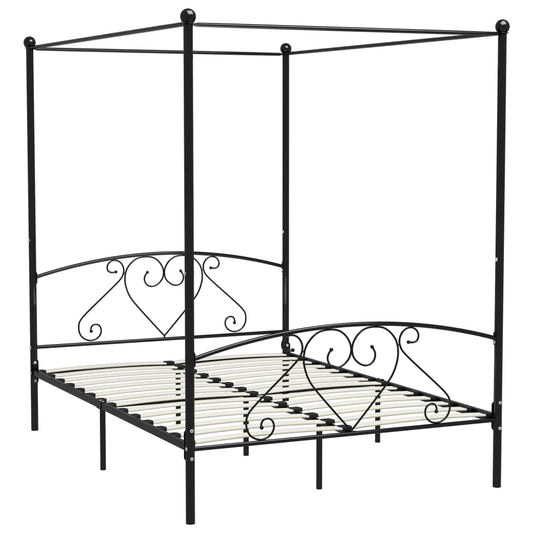 vidaXL Bed Frame | Black | Metal | Double | Durable | Bed Frame | Rectangular