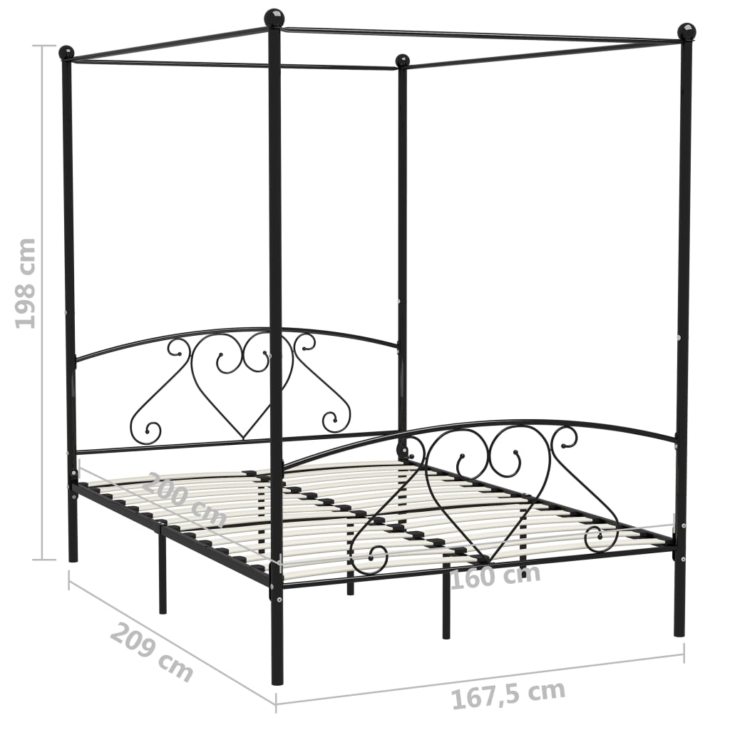 vidaXL Bed Frame | Black | Metal | Double | Durable | Bed Frame | Rectangular