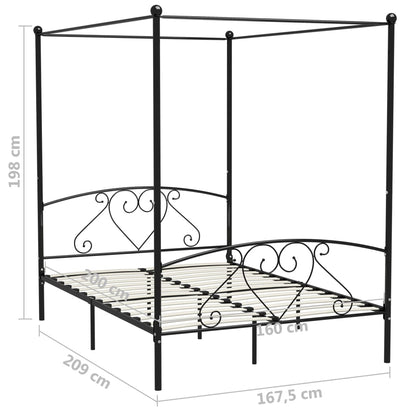 vidaXL Bed Frame | Black | Metal | Double | Durable | Bed Frame | Rectangular