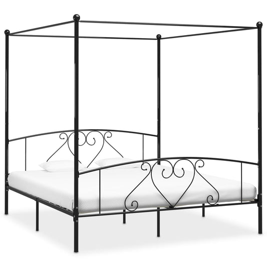 vidaXL Bed Frame | Black | Metal | Super King | Classic/Traditional | Bed Frame