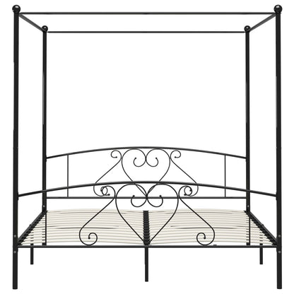 vidaXL Bed Frame without Mattress with Canopy Black 180x200 cm Super King Metal