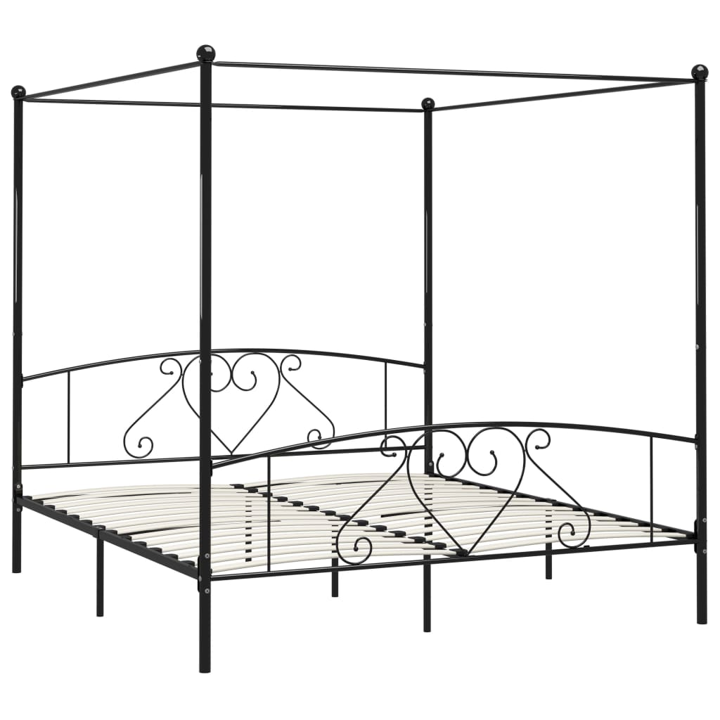 vidaXL Bed Frame without Mattress with Canopy Black 200x200 cm Metal