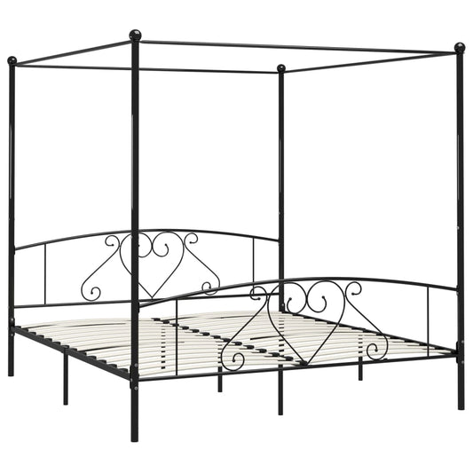 vidaXL Bed Frame without Mattress with Canopy Black 200x200 cm Metal