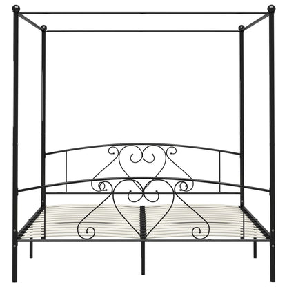 vidaXL Bed Frame without Mattress with Canopy Black 200x200 cm Metal