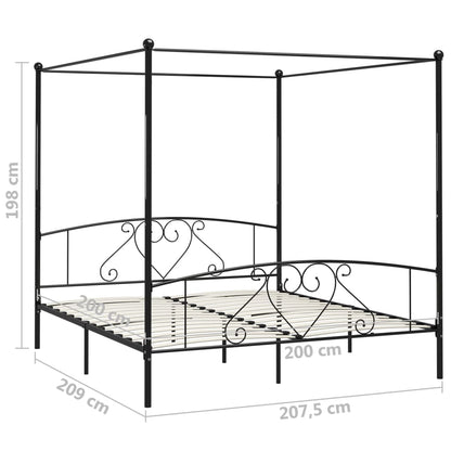 vidaXL Bed Frame without Mattress with Canopy Black 200x200 cm Metal