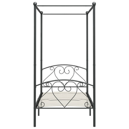 284440 vidaXL Canopy Bed Frame without Mattress Grey Metal 90x200 cm