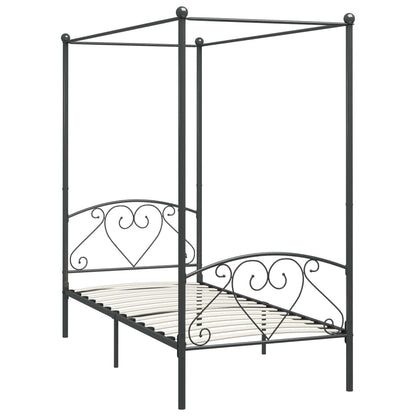 284441 vidaXL Canopy Bed Frame without Mattress Grey Metal 100x200 cm