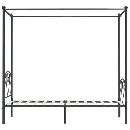 284441 vidaXL Canopy Bed Frame without Mattress Grey Metal 100x200 cm