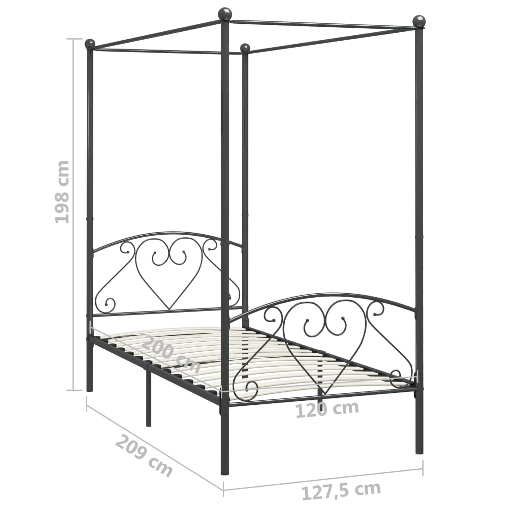 vidaXL Bed Frame | Grey | Metal | Double | Durable | Bed Frame | Rectangular