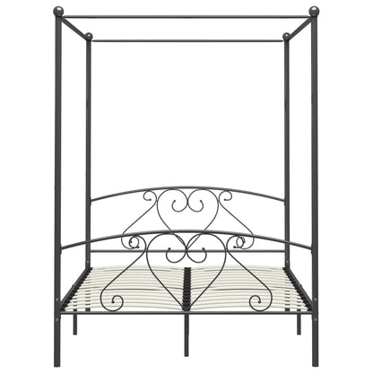 284443 vidaXL Canopy Bed Frame without Mattress Grey Metal 140x200 cm