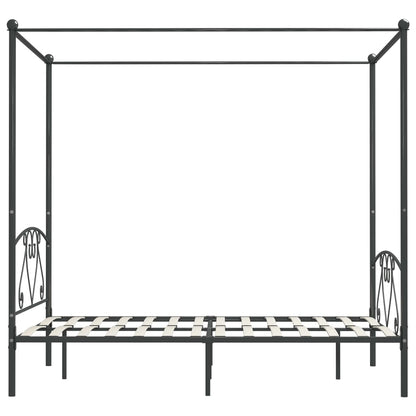 284443 vidaXL Canopy Bed Frame without Mattress Grey Metal 140x200 cm