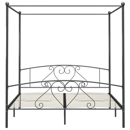 284445 vidaXL Canopy Bed Frame without Mattress Grey Metal 180x200 cm Super King