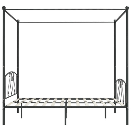 284445 vidaXL Canopy Bed Frame without Mattress Grey Metal 180x200 cm Super King