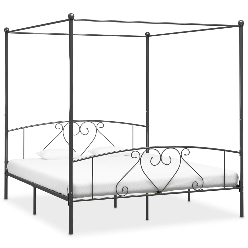 vidaXL Bed Frame | Grey | Metal | 200x200 cm | Classic/Traditional