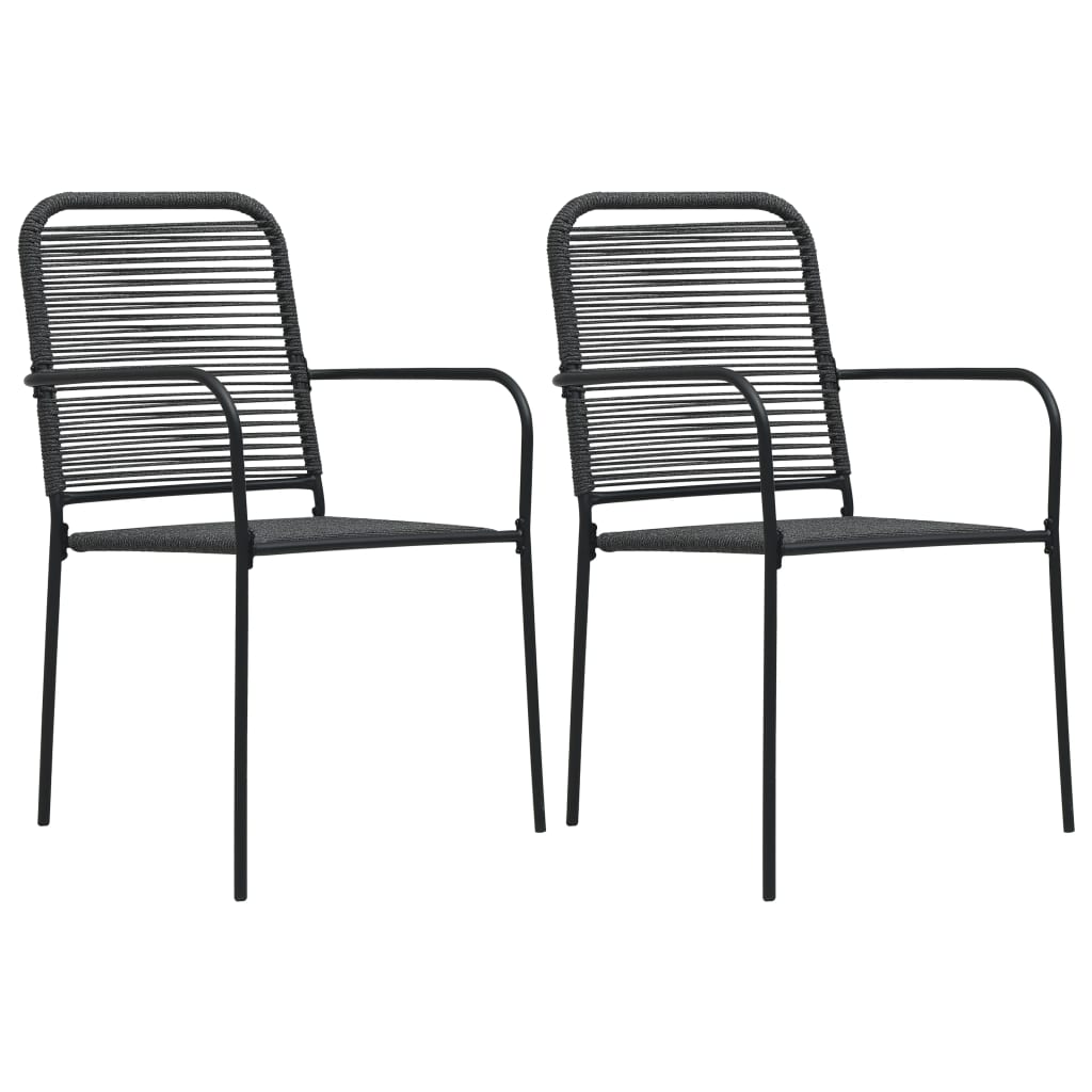 vidaXL Outdoor Chair | Set of 2 | Black | Cotton rope, Powder-coated steel