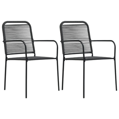 vidaXL Outdoor Chair | Set of 2 | Black | Cotton rope, Powder-coated steel