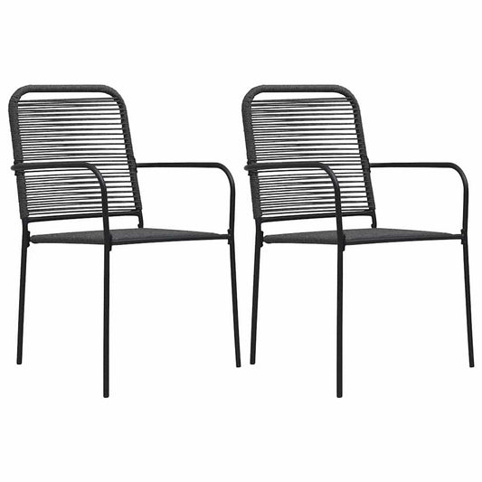 48568 vidaXL Garden Chairs 2 pcs Cotton Rope and Steel Black