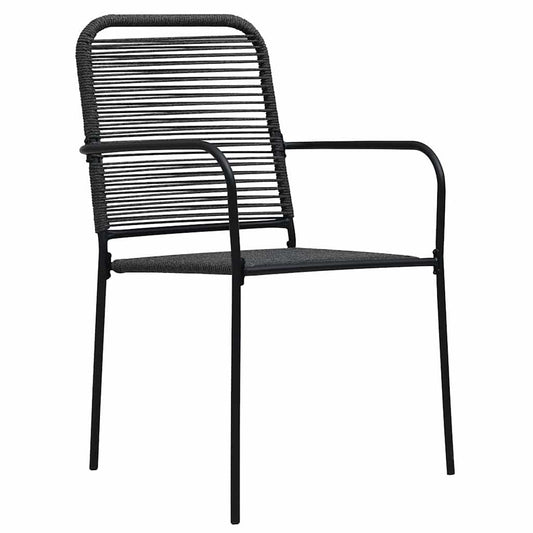 48568 vidaXL Garden Chairs 2 pcs Cotton Rope and Steel Black