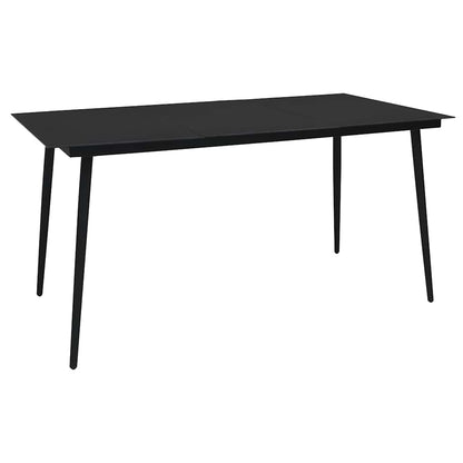 vidaXL Dining Set | Black | Cotton Rope, Powder-Coated Steel, Tempered Glass