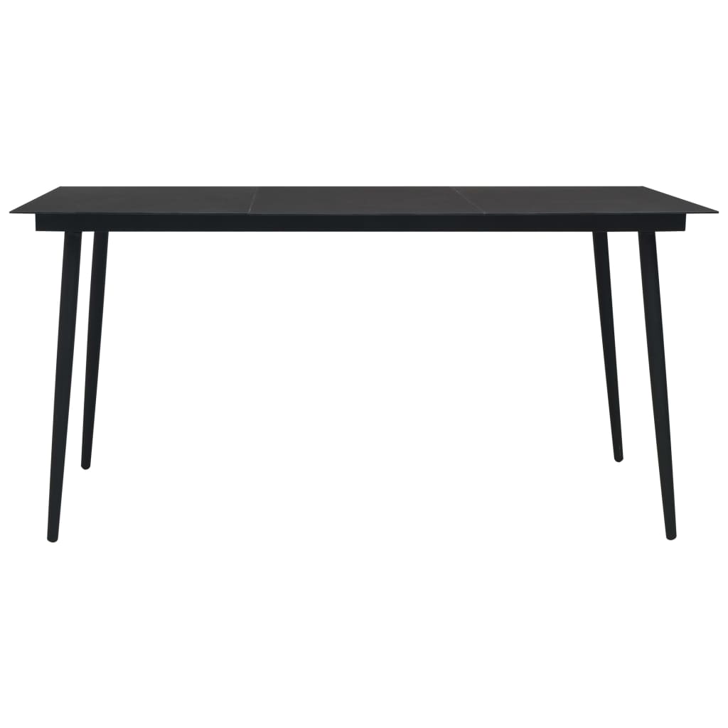 vidaXL Dining Set | Black | Cotton Rope, Powder-Coated Steel, Tempered Glass