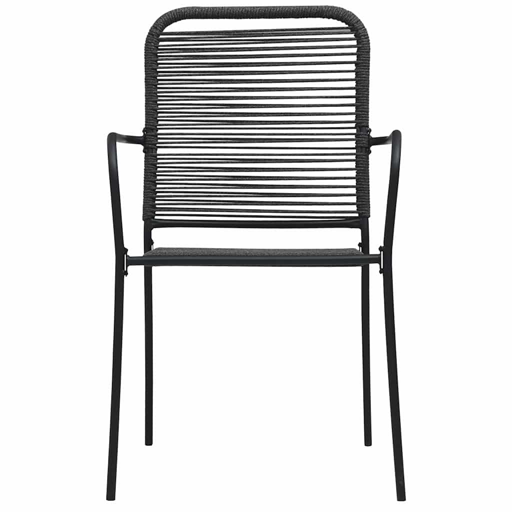 48570 vidaXL 7 Piece Outdoor Dining Set Cotton Rope and Steel Black