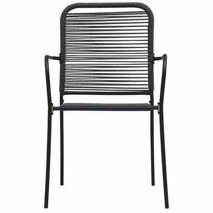 48570 vidaXL 7 Piece Outdoor Dining Set Cotton Rope and Steel Black